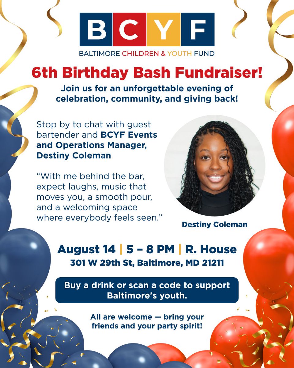 Meet Destiny Coleman—BCYF’s powerhouse Events &amp; Ops Manager and your guest bartender for our upcoming event at R. House. Pull up for good vibes for a good cause!

📅 Aug 14 | ⏰ 5–8PM | 📍R. House

#BCYF #Fundraiser