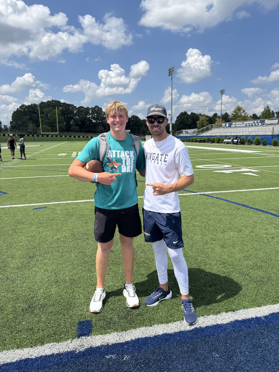 BrodyJudd4's tweet photo. Had a great time today at the @Coach_Kavy football camp! Learned a lot of great things and I can’t wait to be back in the fall‼️
@WingateFb @JeremiahJudd4 @CoachRamseyMVP @CoachSolesbee19 @CoachMorrisOL @MVPFootballSC @QBHitList https://t.co/pmUEcFStke