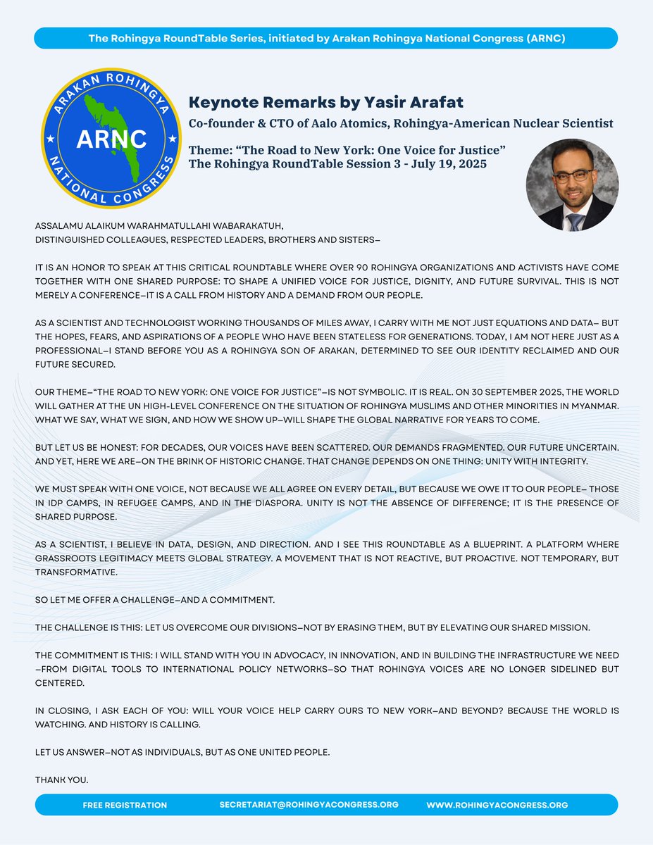 ArakanCongress's tweet photo. #Arakan #Rohingya #RohingyaNews #Myanmar #ARNC #RohingyaRoundTable #UN #UNHumanRights https://t.co/t9d37QlyC1