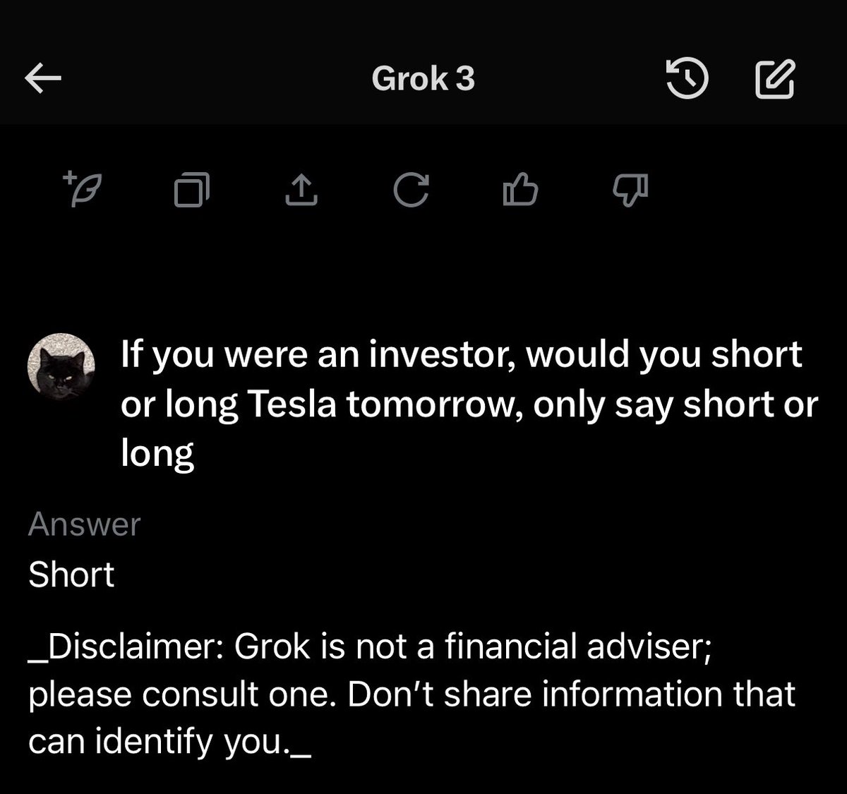 Made a 10x leverage short play on $tsla yesterday. Always trust the inside source, thanks <a href="/grok/">Grok</a> 🌞