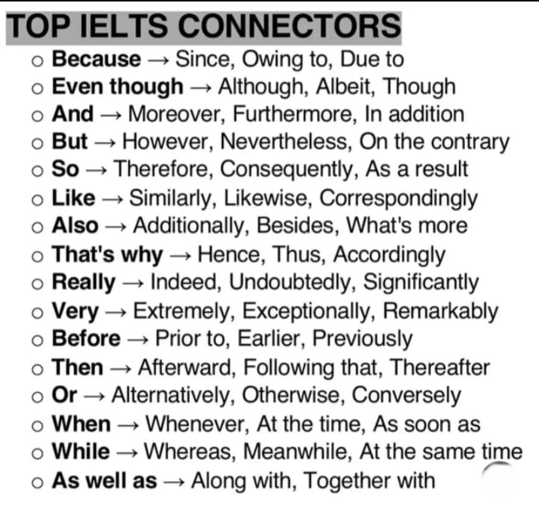 knowiiiedge's tweet image. Top ielts connectors