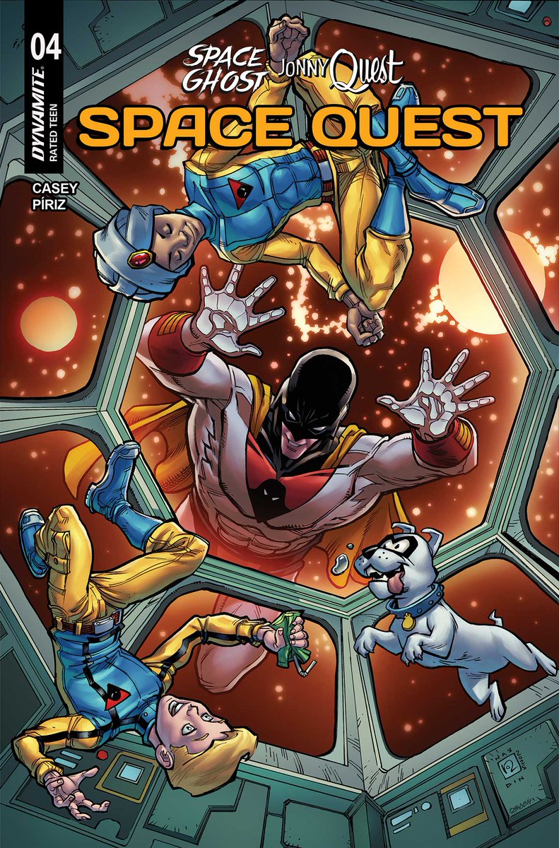 DynamiteComics's tweet image. Monday is the Final Order Cutoff for Space Ghost/Jonny Quest: Space Quest #4 from Joe Casey and Sebastian Piriz. Look for the cover by Chad Hardin. Also available in Virgin.
#spaceghost #jonnyquest #joecasey #sebastianpiriz #chadhardin
dynamite.com/htmlfiles/view…