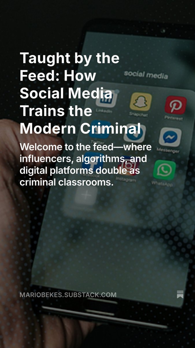 MarioBekes's tweet image. Taught by the Feed: How Social Media Trains the Modern Criminal
open.substack.com/pub/mariobekes…
#crime #Scam #Influencer #SocialMediaMarketing #socialmediabusiness