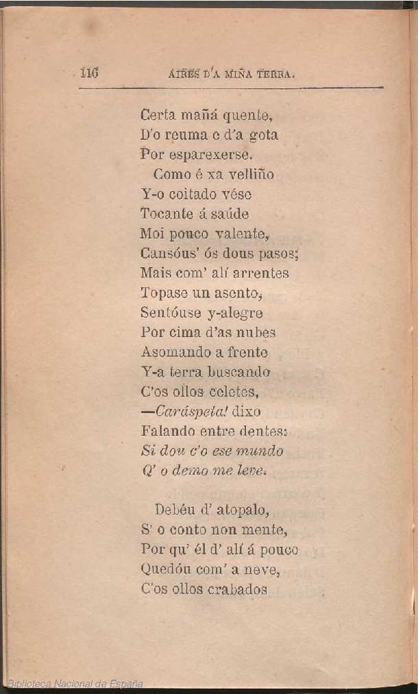 BNE_biblioteca's tweet photo. La colección de poesías gallegas ‘Aires da miña terra’, de Manuel Curros Enríquez, con prólogo de José Ogea, es una de las obras fundamentales del #Rexurdimento que se pueden consultar en la Biblioteca Digital Hispánica de la BNE ✍️. 
 https://t.co/yV1ef04FAj https://t.co/x4YZTldsxD