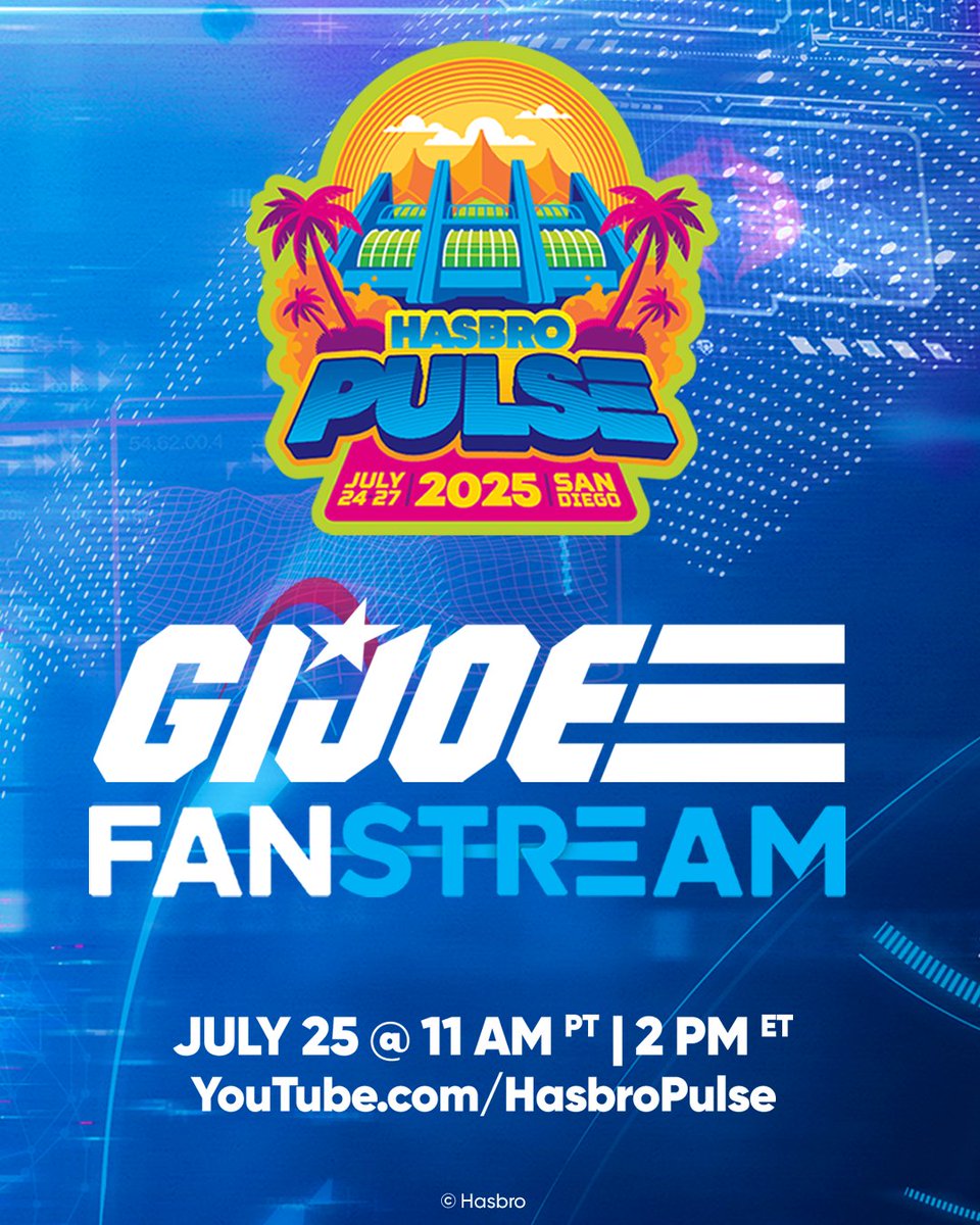 HasbroPulse's tweet image. Missing the #SDCC panels? We got you.
All the biggest reveals are coming your way on the #HasbroPulse YT channel from our #Fanstream Studio at #SDCC. Check the line-up below!
🟢 G.I. Joe - 11AM PT
🔴 Marvel Legends - 12:30PM PT
⚪ Star Wars - 3PM PT
🟠 Transformers - 6PM PT