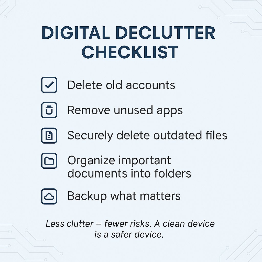 5hadowofEl's tweet image. Your phone isn’t slow, it’s just stressed.
Too many apps. Too many files. Too many “Final_FINAL_Real.docx”.
Digital clutter isn’t just messy — it’s a lowkey security risk.
Clean it up = speed + safety 🧹🔐
Stay sharp online.
#CyberSecurity #DigitalHygiene #TechTips