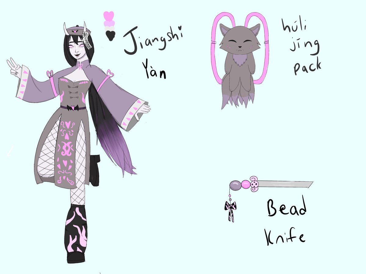 StarryDevil6's tweet image. Fortnite skin concept : Yàn the Jiangshi🩷💜 #FortniteArt