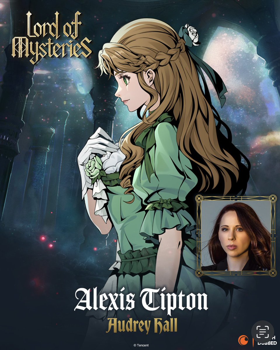 AlexisTiptonVA's tweet image. Absolutely honored to be voicing Backlund’s most dazzling gem, Miss Audrey Hall (Also known as ✨⚖️Justice⚖️✨) in #LordOfMysteries 💚 Thank you SO much @RetroJono for allowing me to be part of this gorgeous show!! First 2 dubbed episodes go up tomorrow on @Crunchyroll 🌟