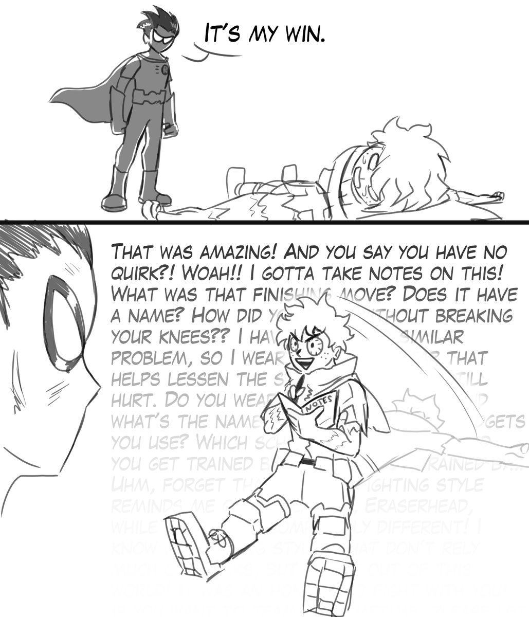 The art is fantastic but that is 100% not how Deku would react lol