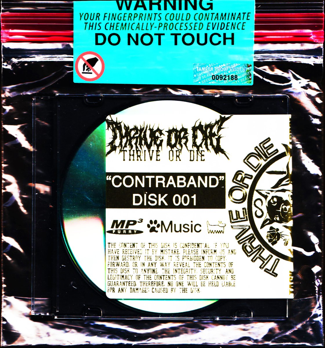 NONSTOPPUP's tweet image. ⚠️ New evidence:
💿 "CONTRABAND" Disk 001
☣️ Contents: A collection of 14 songs, remixes, and unauthorized bootlegs recovered from musicians associated with the "THRIVE OR DIE" Sound System record label & organization.
📥 Available for FREE access & download TOMORROW, July 25th