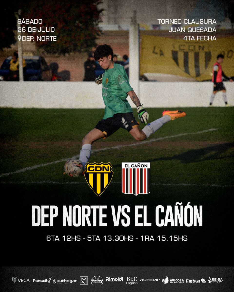 𝗩𝗼𝗹𝘃𝗲𝗺𝗼𝘀 𝗮 𝗰𝗮𝘀𝗮 

Se viene la 4ª fecha del Juan Quesada y el Depor recibe a El Cañón en nuestra cancha 💛🖤

Partido importante para seguir sumando y peleando arriba.

Vamos Norte 🔥