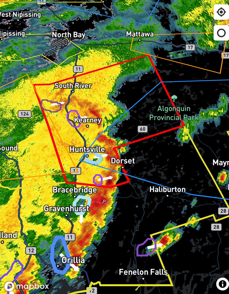 #ONStorm #ONwx 🌪️ TORNADO WARNING EXPANDED

Environment Canada has expanded the tornado warning to include western portions of Algonquin Park.

It also continues for Huntsville and Burk’s Falls.

Please seek shelter!

Join us live: instantweather.ca/live

- Brennen

6:57 PM -