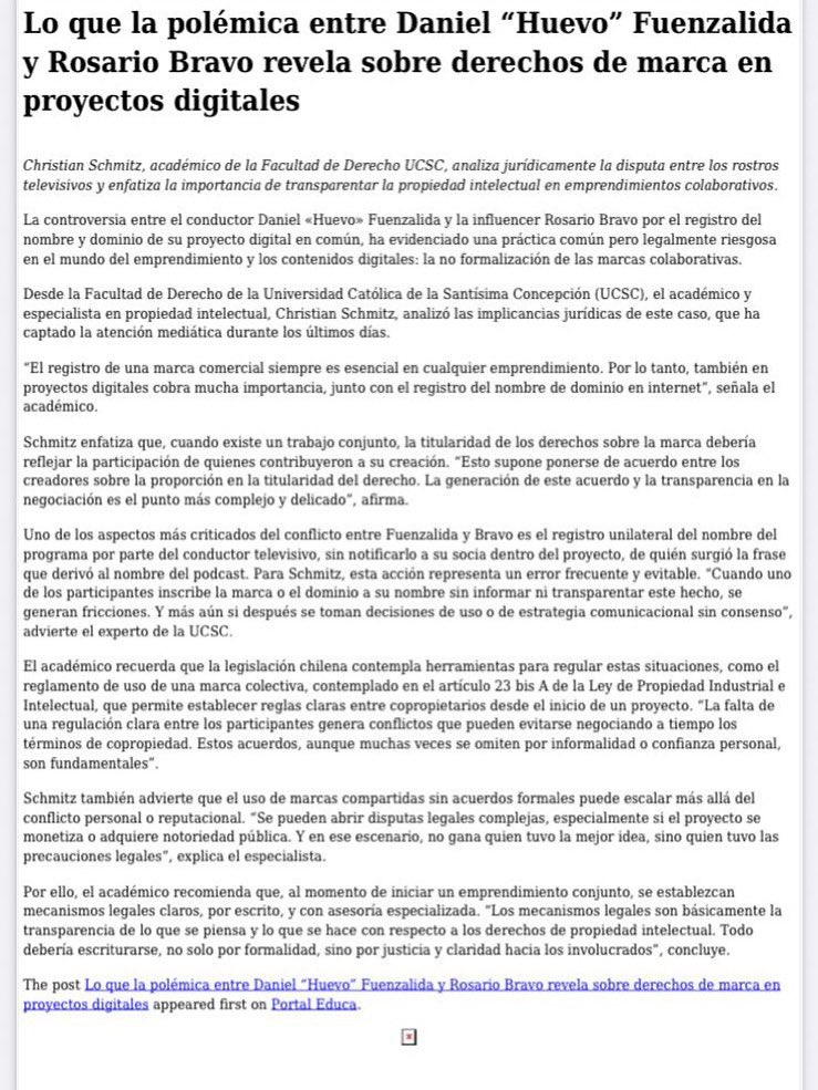 DERECHO_UCSC's tweet image. Compartimos una nota de prensa realizada a nuestro profesor de Derecho Económico Christian Schmitz Vaccaro, donde se aborda un caso de connotación pública relacionado con la propiedad intelectual.
@ucscconcepcion