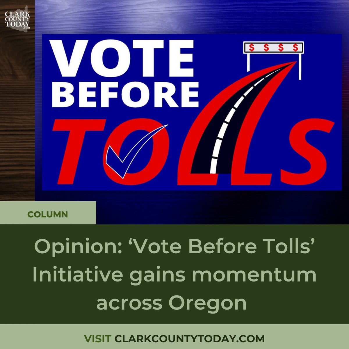 NewsFromCCT's tweet image. IP-31 would require Oregon voters to approve any tolling — including I-5, I-205, and IBR plans. Vote Before Tolls campaign says it’s about transparency, not rejection. clarkcountytoday.com/opinion/opinio… #VoteBeforeTolls #IP31 #Opinion