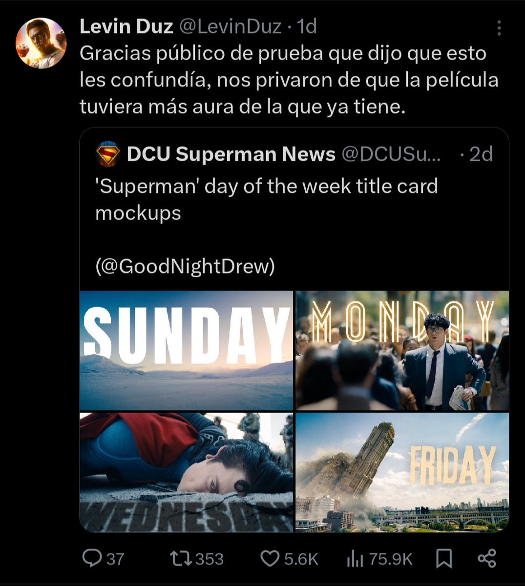 LevinDuz's tweet image. Nunca clavé tantos hit tuits seguidos como en las últimas dos semanas, y la mayoría son relacionados a Superman.