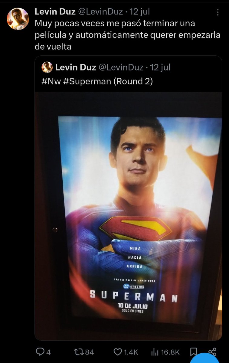 LevinDuz's tweet image. Nunca clavé tantos hit tuits seguidos como en las últimas dos semanas, y la mayoría son relacionados a Superman.