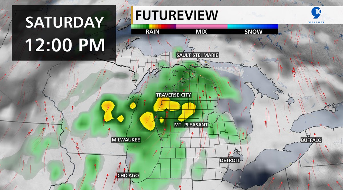 9and10News's tweet image. Early shower or rumble at best this evening.
Most stay dry past midnight.
Lows in the 60s. 50s for the UP.
Drier Friday with more haze.
More 70s and 80s. Not as humid.
NW winds 5-10 mph.
Another rain chance Saturday.
Better for N. Lower.
