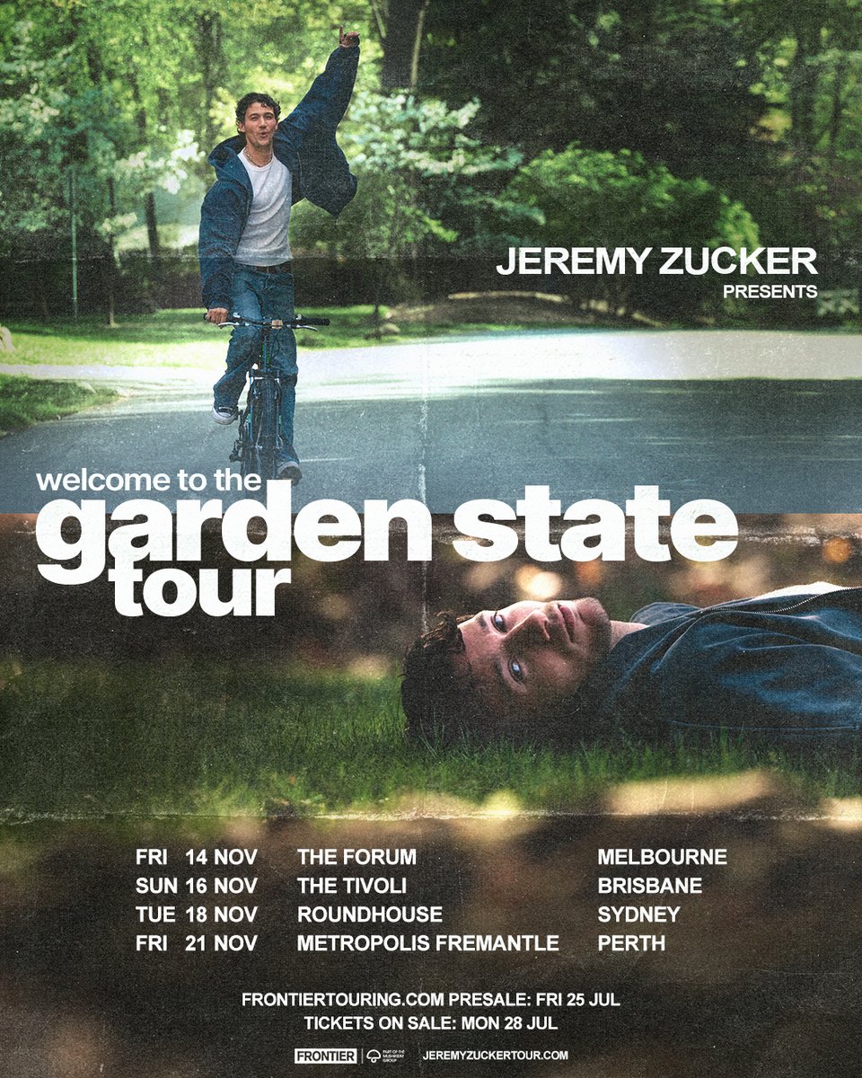 frontiertouring's tweet image. PRESALE ON TODAY 🌱 The Frontier Member presale for @jeremyzucker is running from 9am local time!
🎫 frontiertouring.com/jeremyzucker