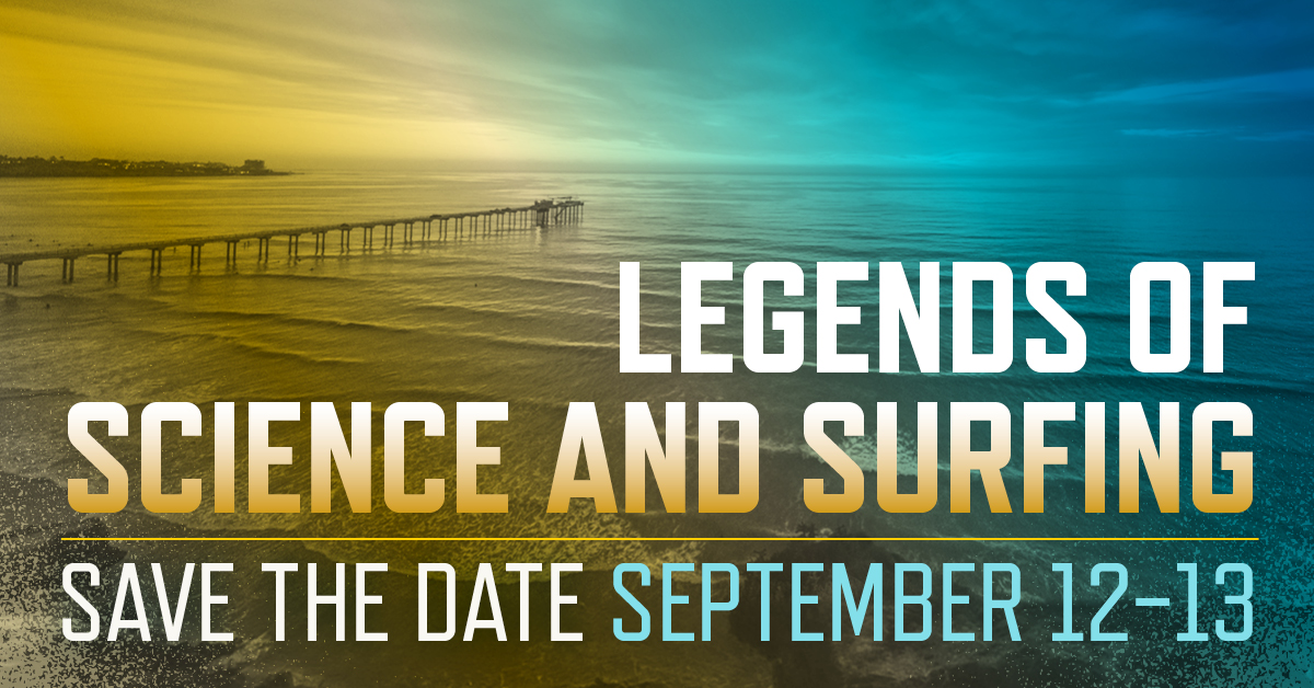 UCSDCancer's tweet image. Save the Date for a weekend unlike any other! 🌊
Join us for Legends of Science and Surfing September 12 and 13, a two-day event uniting leaders in science and surfing for a weekend of innovation, collaboration and community.
Learn more 🔗 mcclegends.ucsd.edu