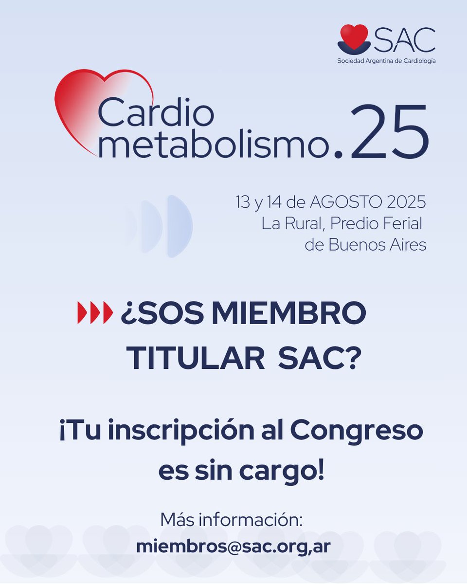 SAC_54's tweet image. 🔵¿Sos Miembro Titular SAC?

📣 ¡Tu inscripción al Congreso es sin cargo!

✅Como parte de los beneficios que la SAC ofrece a sus miembros, aquellos con categoría de titular, cuentan con acceso gratuito al evento.

📌Más información: miembros@sac.org.ar