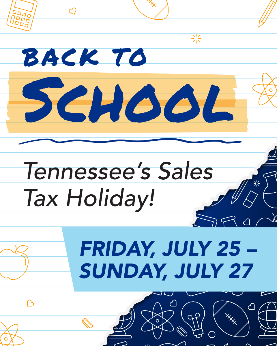 Hey Tennesse, your Tax-Free weekend is here! Enjoy no sales tax on back-to-school basics like supplies, clothing and even electronics. Happy Shopping! #redstonefcu #rfcu #tennesseesalestaxholiday #backtoschool #creditunion