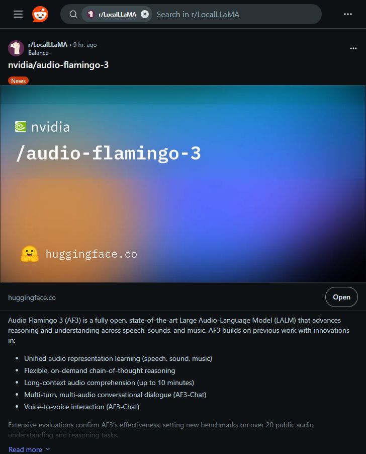 【聴くAIの革命！NVIDIA Audio Flamingo 3 (AF3)で音声理解が進化！】
NVIDIAが画期的な技術「Audio Flamingo 3 (AF3)」を発表！✨ 音声、音、音楽を統合的に理解するオープンソースの最先端AIモデルです👂💡