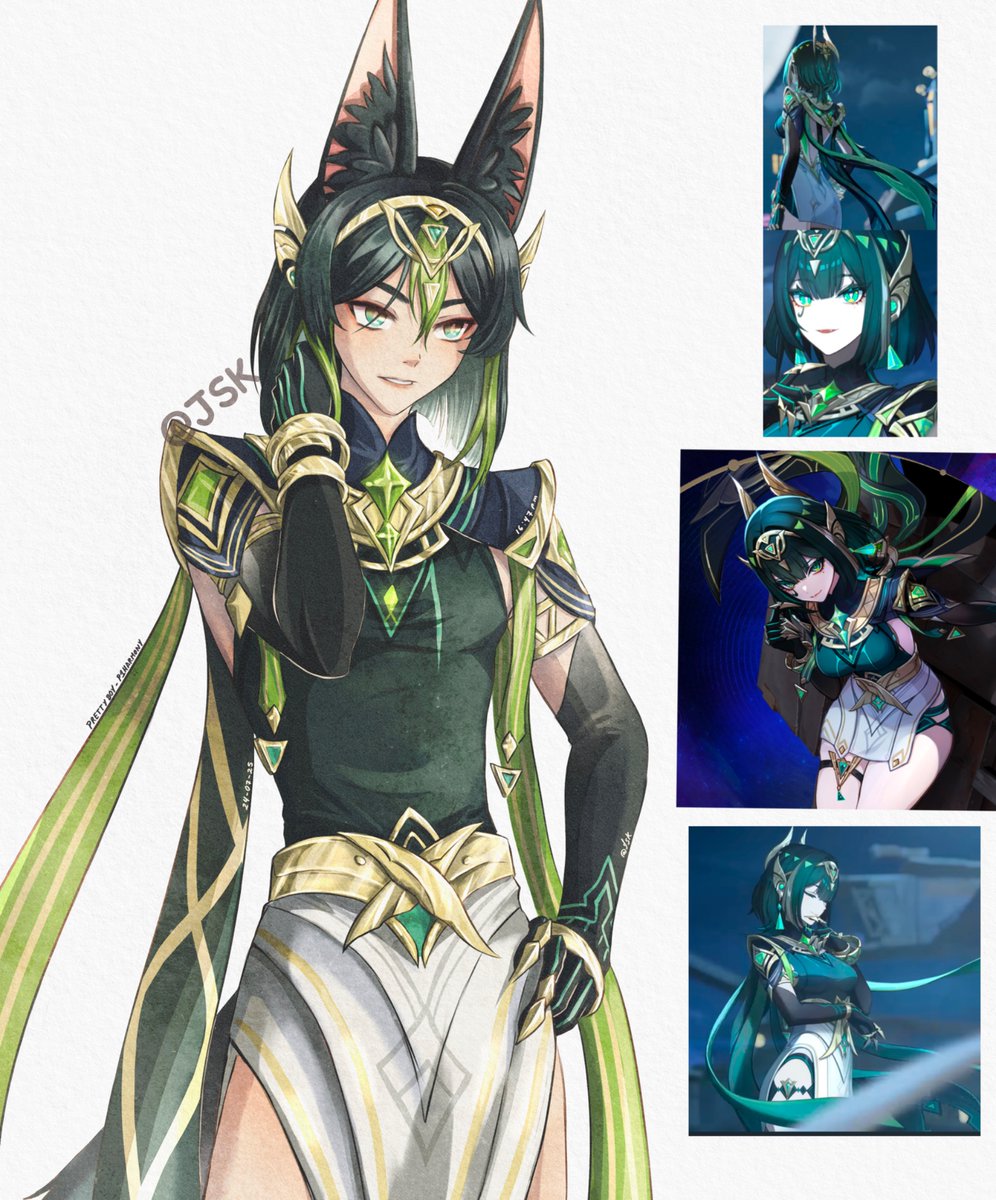 Jsk957's tweet image. 😔🤚🏻Sorry… couldn’t resist it 🫠🫥🫥
#Tighnari
#Nefer the queen, you are 😩💚💚