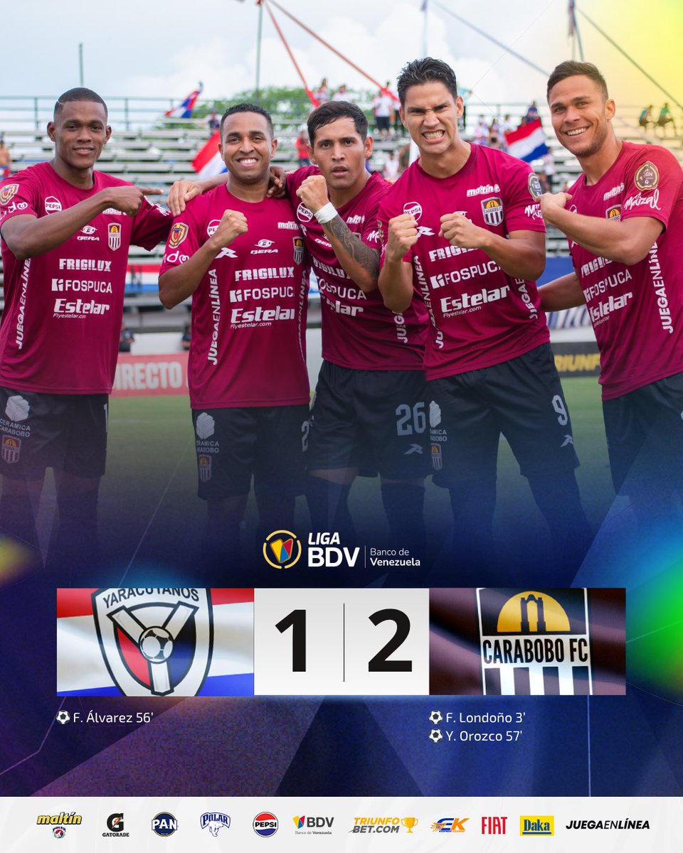 LigaFUTVE's tweet image. 👏🏼 • Yohandry Orozco se estrena con gol y protagoniza la victoria de @Carabobo_FC en San Felipe
🤩 • El zurdo fue titular en su primer partido como jugador granate y se apuntó el gol que hizo la diferencia
#LigaBancoDeVenezuela
