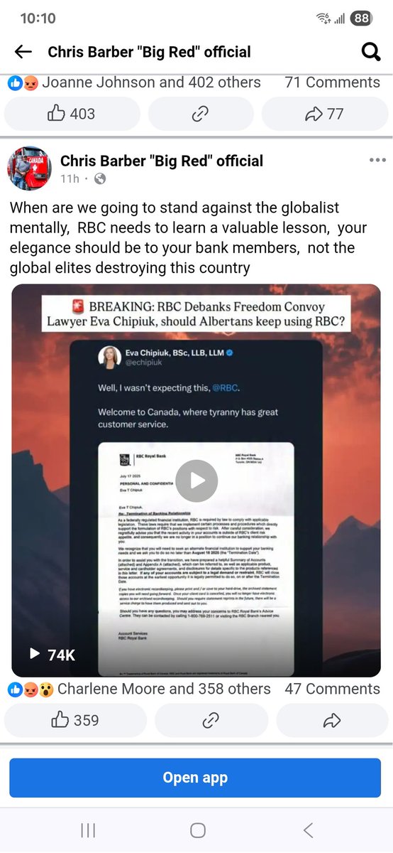 HungryTrucker's tweet image. Chris Barber&apos;s JCCF lawyer Eva Chipiuk had her bank account closed and they are blaming the evil globalists. Banks don&apos;t care who you vote for, but they do care if there are a lot of suspicious transactions like huge deposits. Banks may suspect fraud or money laundering and act.