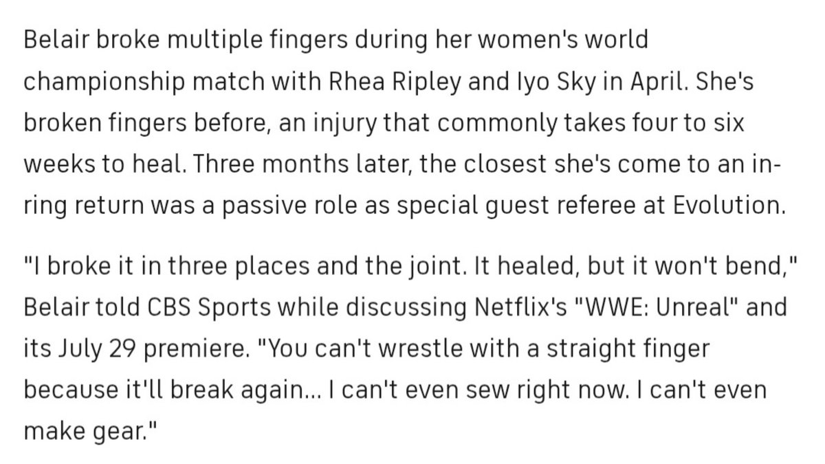 emperor_smith5's tweet image. Bianca Belair Updates On Hee Finger Injury