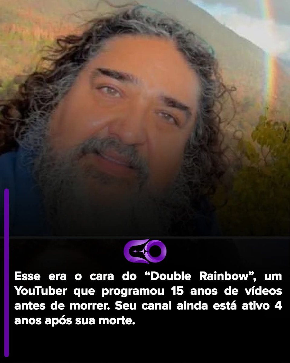 MilGrauNews's tweet image. Paul “Bear” Vasquez, o “Double Rainbow guy”, foi um YouTuber que viralizou em 2010 e passou anos registrando sua vida.
Em 2019, revelou que havia programado 15 anos de vídeos.
Mesmo após sua morte em maio de 2020, o canal segue ativo em 2025, mantendo viva sua alegria e conexão…