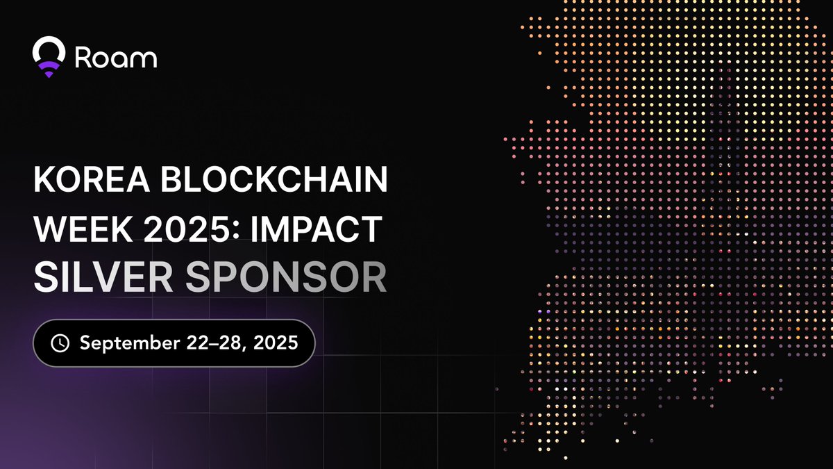 weRoamxyz's tweet image. Warming Up for Korea Blockchain Week 2025: IMPACT

This year, Roam is proud to be a Silver Sponsor at KBW2025: IMPACT @kbwofficial, taking place in Seoul from September 22–28.

We’ll be at our booth all week, ready to share insights, showcase our products, and connect with the…