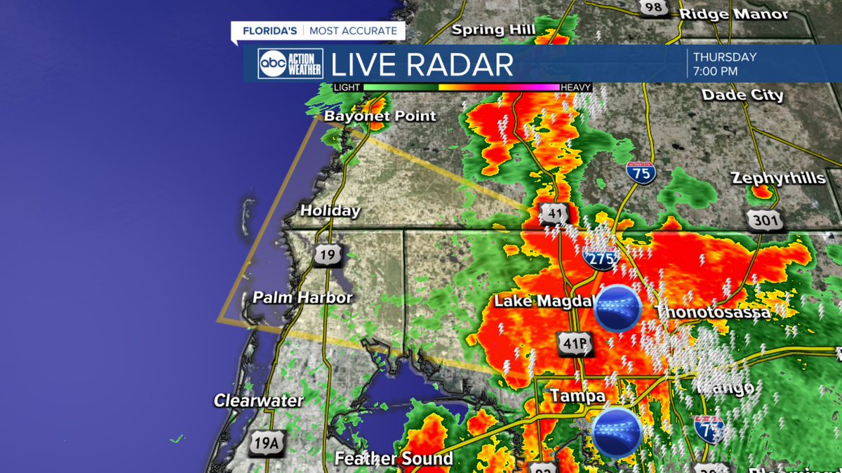 DenisPhillipsWx's tweet image. A Severe Thunderstorm Warning has been issued for parts of Tampa Bay until Jul 24 7:45PM. Download the ABC Action News App for the latest weather information.