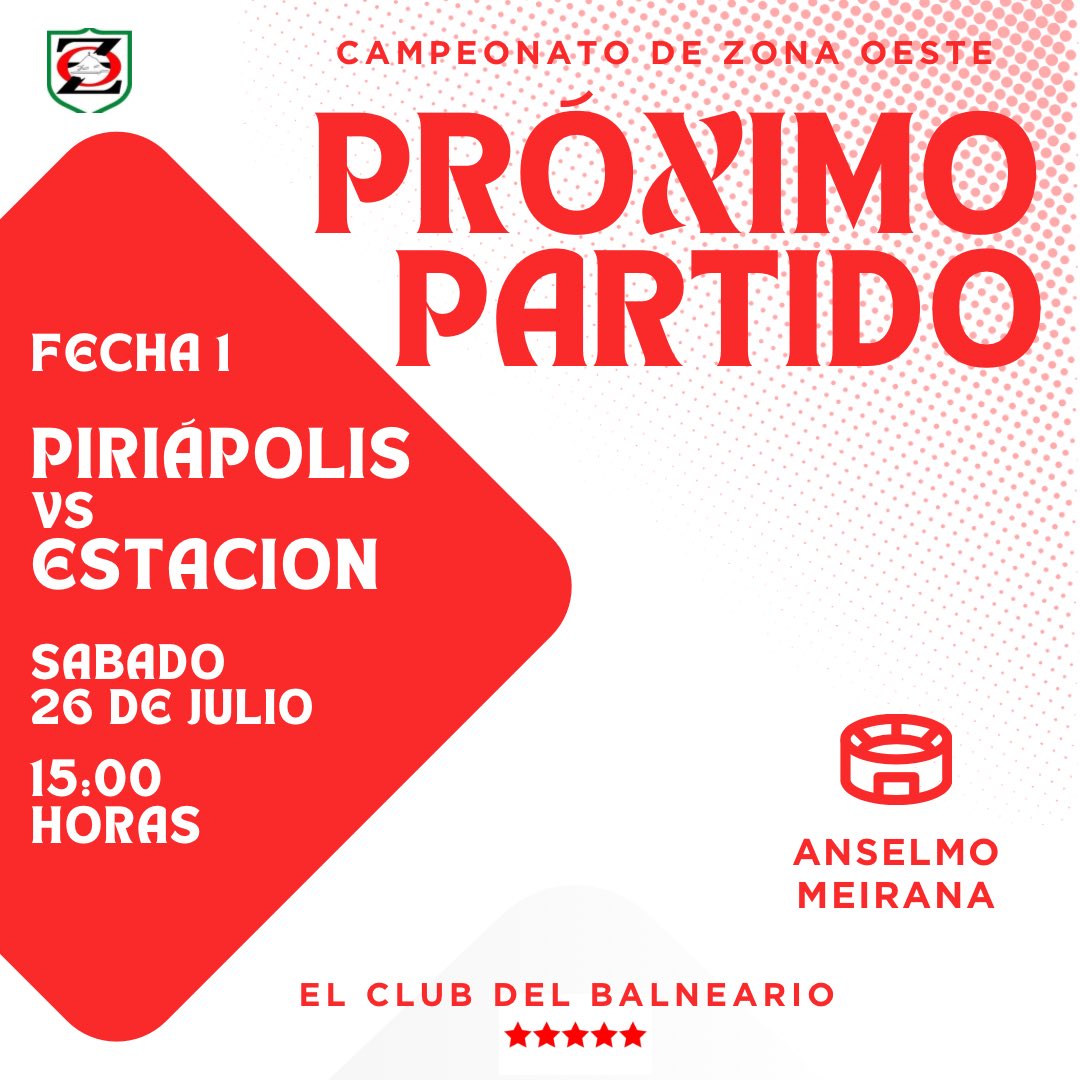 ⚪️🔴⚪️COMIENZA EL CAMPEONATO⚪️🔴⚪️

📆Sábado 26 de Julio 
🆚Estacion 
🕐15:00 horas 

Acompañemos en casa un nuevo comienzo de campeonato todos unidos!!! Vamo el club del balneario!!! 

ARRIBA EL PIRIA 

#elclubdelbalneario #sigamoscreciendo #vamoslafranja