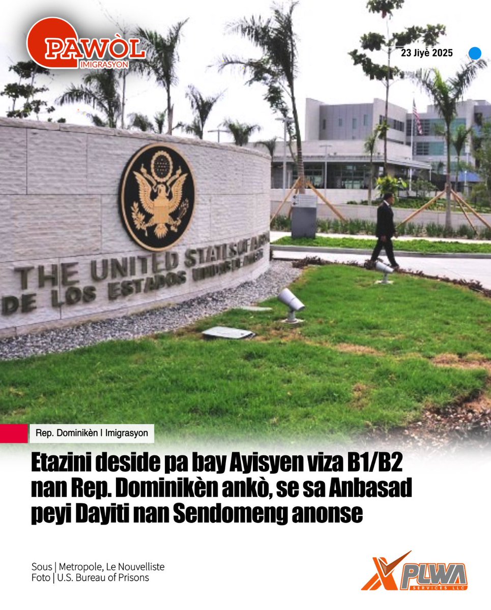 LuckNews88's tweet image. ✍🏾ENFO | Nan yon nòt sikilè ki al jwenn fonksyonè diplomatik ak konsilè administratif yo, 23 jiyè 2025 lan, Anbasad peyi Dayiti🇭🇹nan Sendomeng, fè konnen mezi sa konsè tout moun. Kit ou te gen paspò diplomatik, ofisyèl oubyen regilye. Anbasad la di, dispozisyon sa a rantre nan…