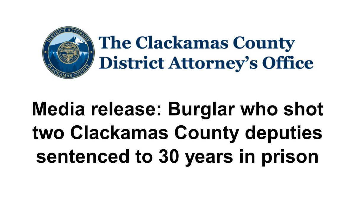 Clackamas County Sheriff Angela Brandenburg issues statement on today's sentencing of man who shot two Clackamas County deputies in 2023

Read the statement on our Facebook page: facebook.com/clackcosheriff…

Read the District Attorney's Office news release: clackamas.us/news/2025-07-2…