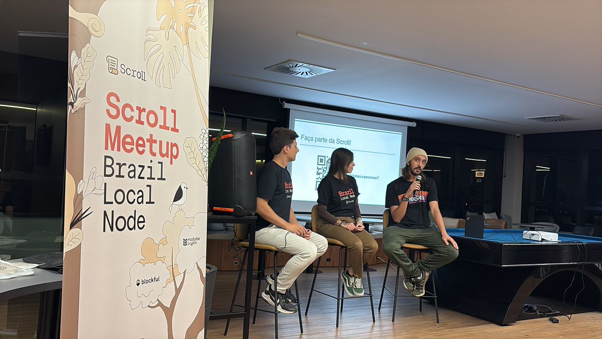 Meetup da <a href="/Scroll_ZKP/">Scroll</a> acontecendo em Floripa 🫶 palco sobre governança com <a href="/theZeugh/">zeugh (gov security arc)</a> <a href="/danimimm/">danimim.eth</a> <a href="/blockful_io/">blockful.eth</a>