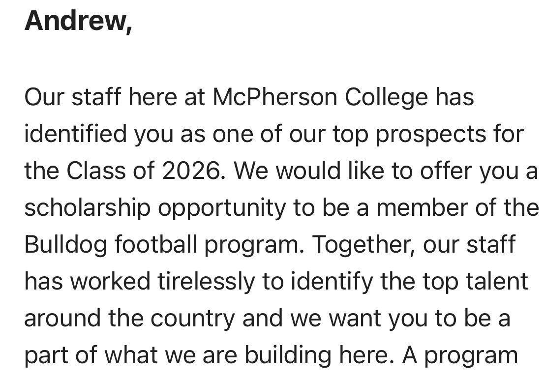 Andrewjw65's tweet image. Bless to receive my 5th offer from McPherson College and looking forward to my senior season!!! @pepman704 @Hold_2017 @NPCoachJeff @SPRecruiting @CoachJFisc