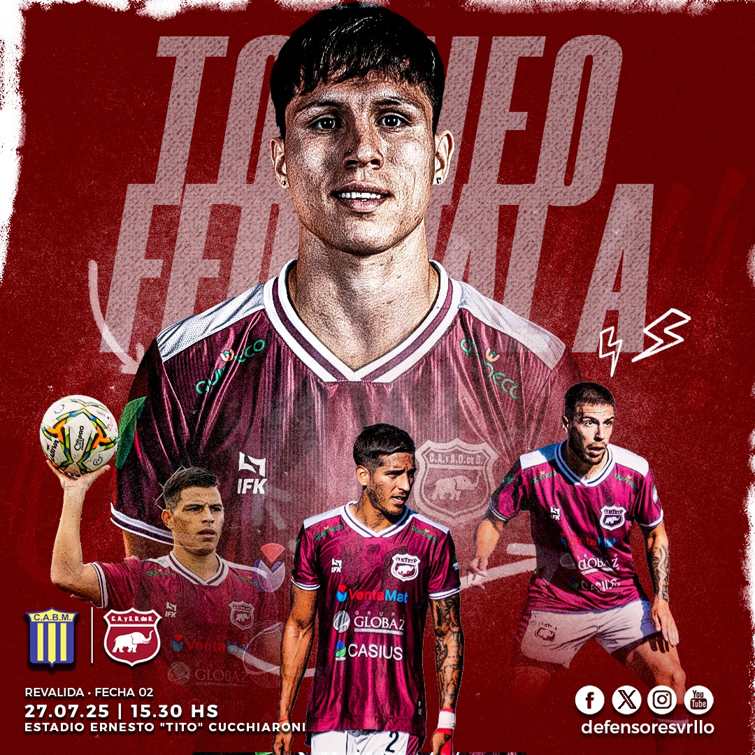 #FederalA

⚽ Defensores visita a <a href="/MitrePosadas/">Bartolomé Mitre</a> por la fecha N° 02 de la #Reválida del <a href="/FederalAoficial/">Torneo Federal A</a> este domingo 27/07 desde las 15.30 hs. con el arbitraje de Mauricio Martín en el Estadio Ernesto Cucchiaroni.

📊 Defensores 1-1 <a href="/clubbenhur/">Club Sp. Ben Hur 🐺</a>
📊 Mitre 0-0 <a href="/Club_Crucero/">Club Crucero</a>
