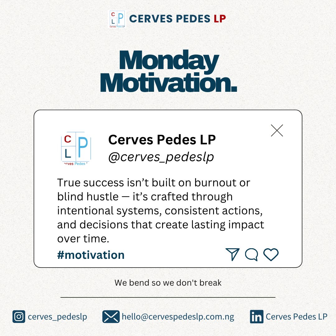 CervesPedesLP's tweet photo. Success that burns you out isn’t success �� it’s a ticking time bomb.
Build systems. Pace yourself. Let small wins stack.
This week, focus on what lasts — not what trends.
#MondayMotivation #SustainableSuccess #CervesPedesLP https://t.co/P4ulsaaTc8