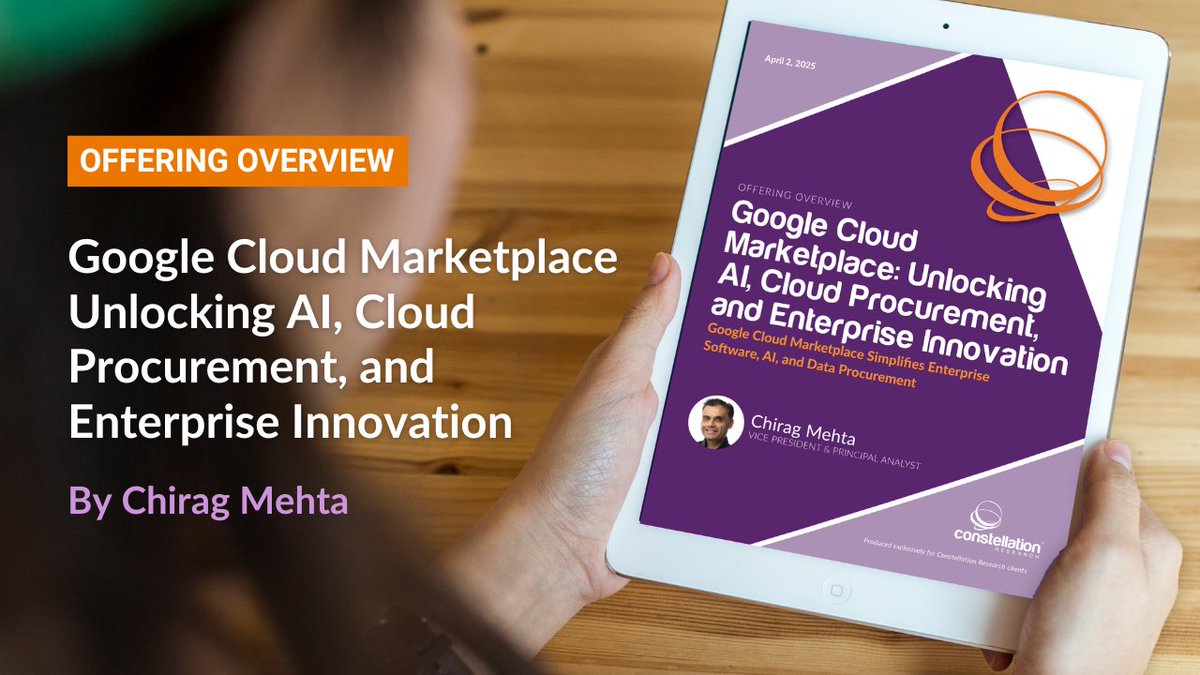 constellationr's tweet image. .@GoogleCloud Marketplace: Unlocking AI, Cloud Procurement, and Enterprise Innovation zurl.co/OI0IT @Chirag_Mehta highlights how Google Cloud Marketplace helps enterprises enhance procurement, manage spend against committed contracts, & accelerate cloud adoption.