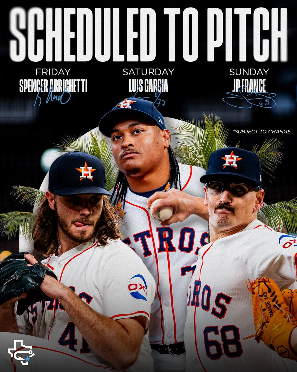 cchooks's tweet image. This weekend...
Join us for some rehab appearances from Spencer Arrighetti, Luis Garcia, and JP France.
*Subject to change*