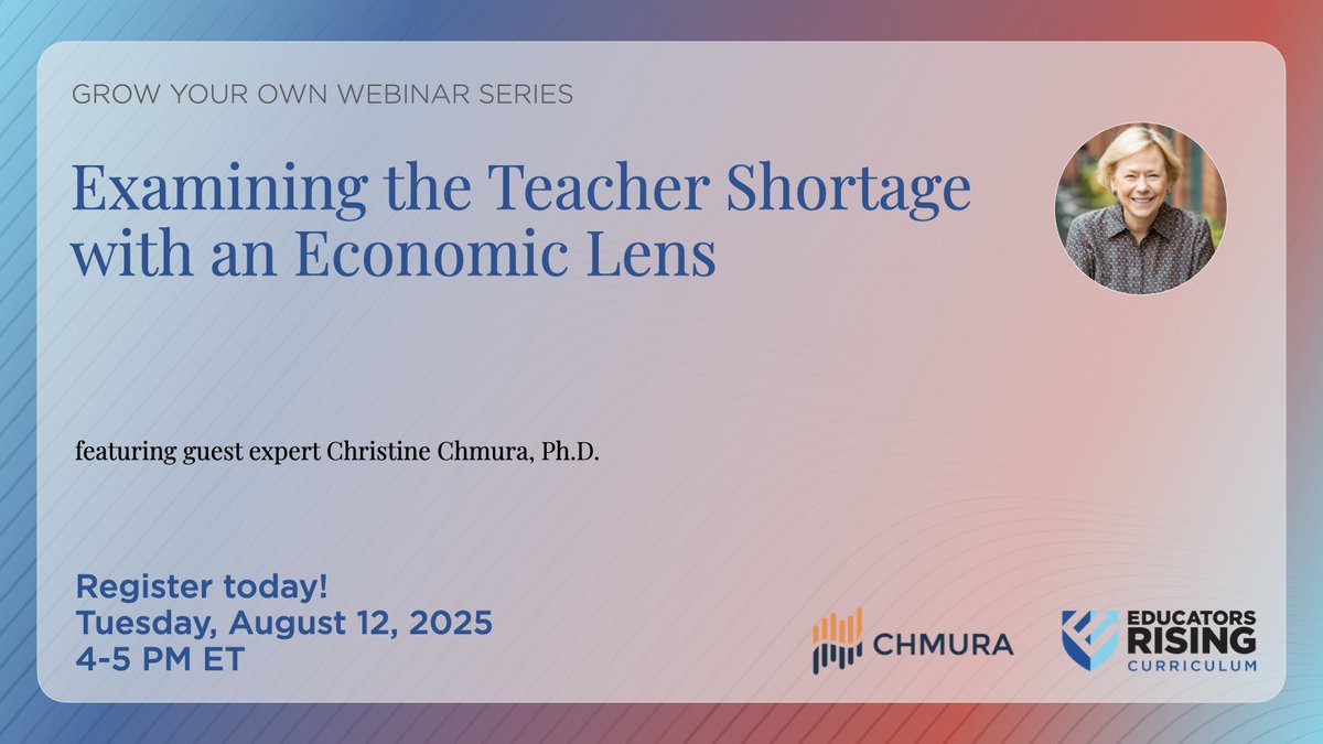 pdkintl's tweet image. Gain insight into the economic impact of the national teacher shortage. We’ll also explore how high school Grow Your Own programs like EdRising provide a viable and reliable solution to this issue. Register today: bit.ly/3TPP1ut