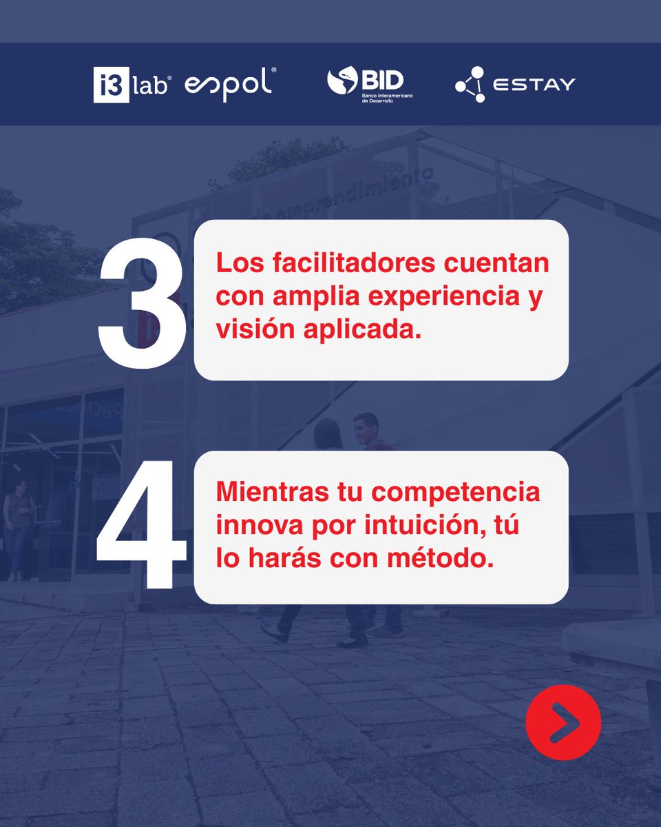 ch_estay's tweet image. ¿Qué lo hace diferente?
📌 Caso práctico empresarial en cada módulo.
📌 Está orientado a retos reales, no simulaciones.
📌 Los facilitadores cuentan con amplia experiencia y visión aplicada.
📌 Mientras tu competencia innova por intuición, tú lo harás con ciencia.

#i3labinnova