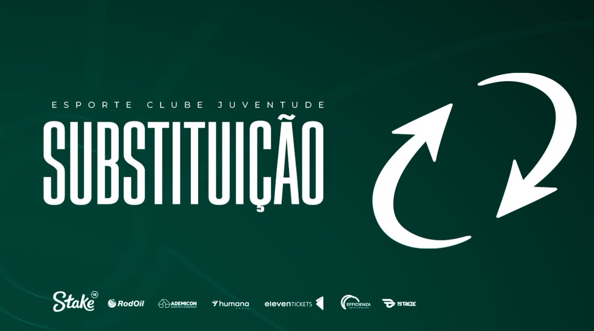 ECJuventude's tweet image. 31/2º | Juventude 0x0 São Paulo | #JUVxSPFC
🔁 Troca no Juventude
↗️ Nenê (10)
↘️ Mandaca (44)