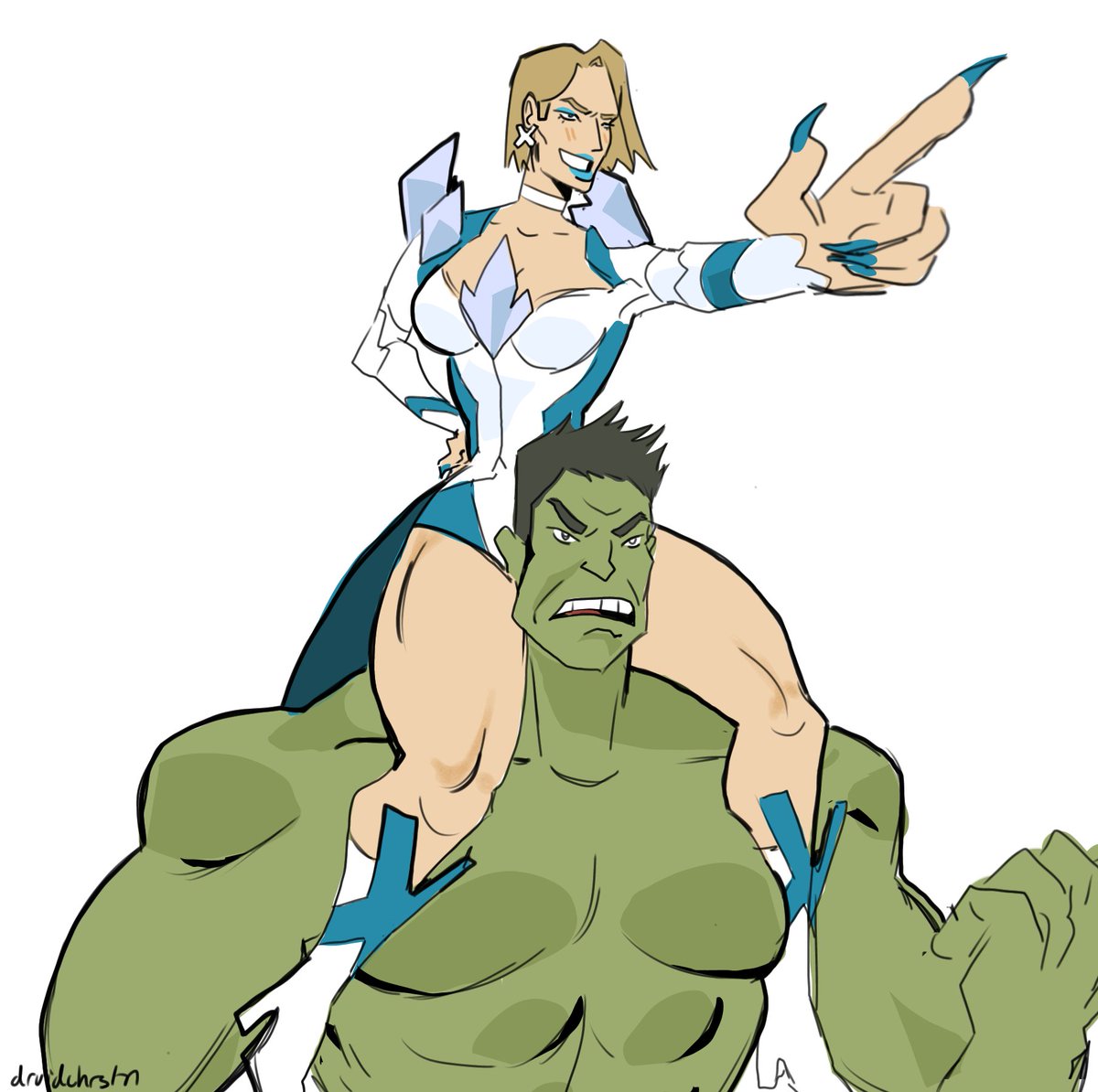 druidchrstn_'s tweet image. Maybe riding hulk into battle wasn't the best idea? #marvelrivals #emmabruce