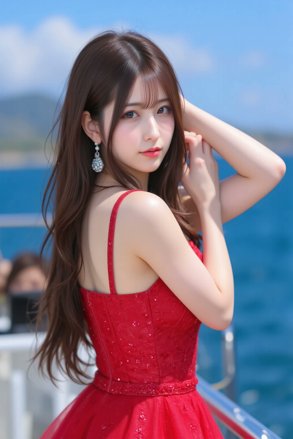【最高傑作！】美しくなびく髪と共に〜赤いドレスの女性〜 fashion-portrait-romantic-