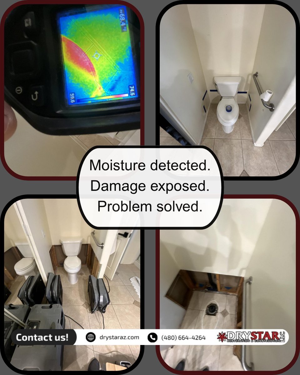 Moisture detected. Damage exposed. Problem solved.

When it comes to water damage, what you don’t see can hurt you most.

This restroom looked fine — until our thermal imaging showed hidden moisture behind the wall.

#DryStarRestoration #ThermalImaging #AZRestoration