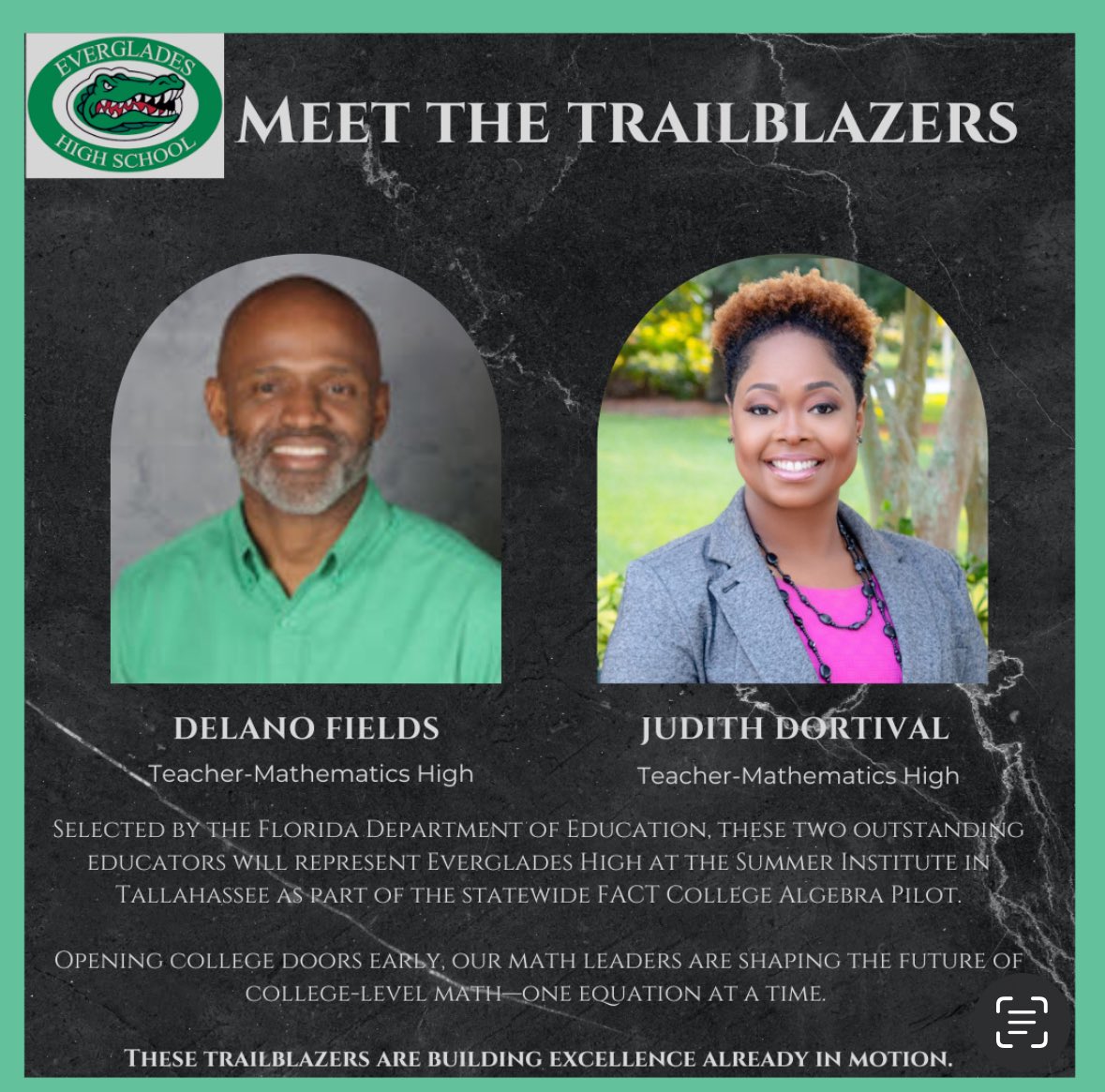 Day 2 result leading the swamp🐊Thrilled to launch the NEW FACT College Algebra Pilot at EHS - one of 3 BCPS schools selected. Part of my Building on Excellence Already in Motion vision, giving our students early access to college credit and future opportunities. #Gatorslead1st