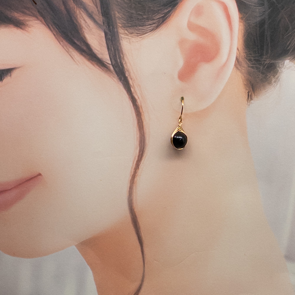 cloverサイロメレーンデンドライト×黒水晶ピアス✧14kgf✧モリオン d6f1bce5437d4e6006099c1bdac058